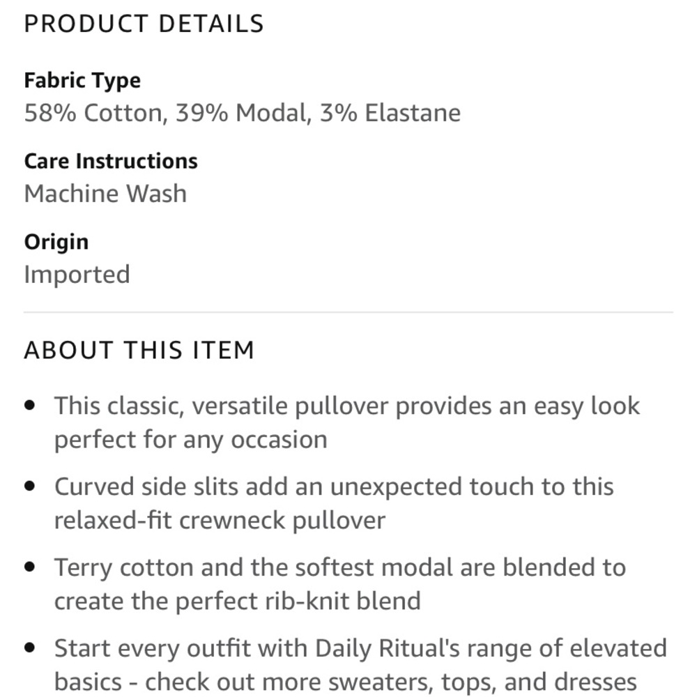 Amazon Daily Ritual brand cutout sweatshirt - Picture 3 of 7
